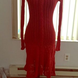 Red knit light weight dress